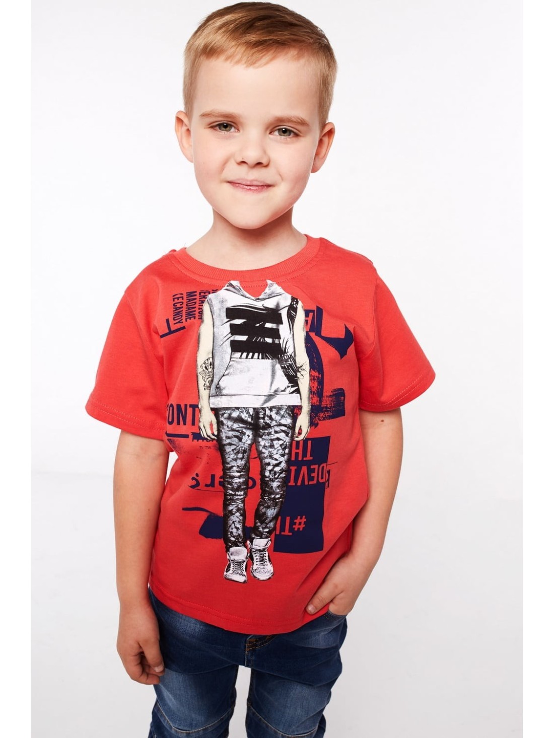 Boy\'s T-shirt with red print NDZ4462 - Online store - Boutique